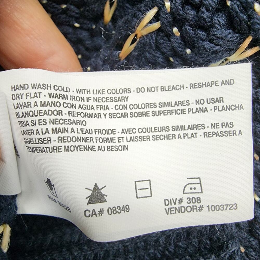 NWT Nine West Jeans Sweater LARGE Cowl Neck Wicked Navy Roxanne Missy Shiny NEW - Picture 10 of 11